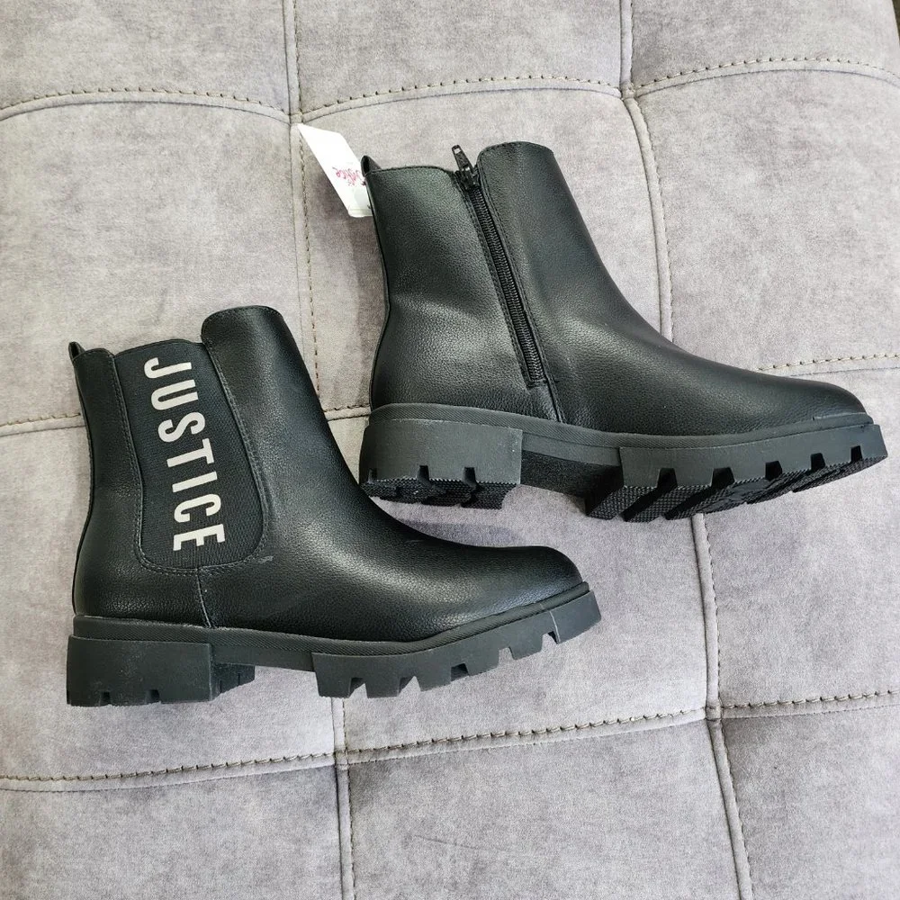 NWT Justice Big Girl Lug Bottom Chelsea Boot Size 6